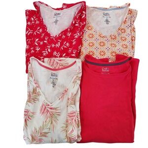Croft & Barrow Womens 1X The Classic Tee Bundle 4 V Neck Crew Short Sleeve Tops